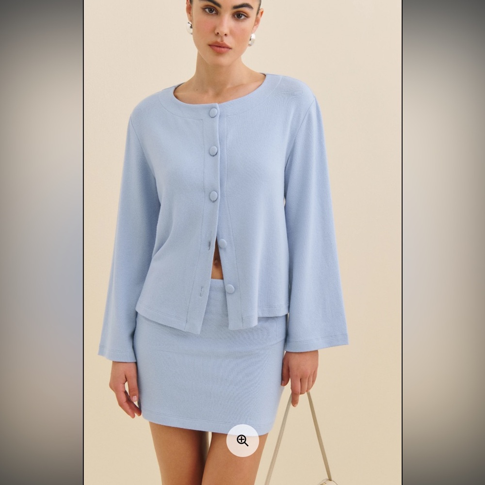 Reformation Hunter Knit Cardigan Set Blue - Size M